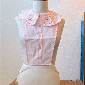 Vintage Pink collar embroidered dickey New Old Stock fairy cottage grandma